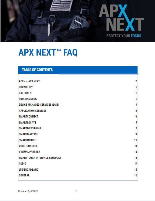 APX NEXT Family Customer FAQ