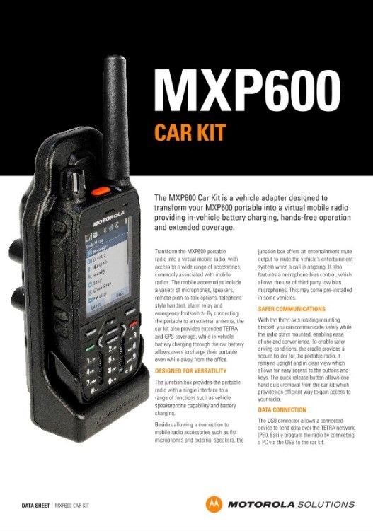 MXP600 Car Kit Datasheet