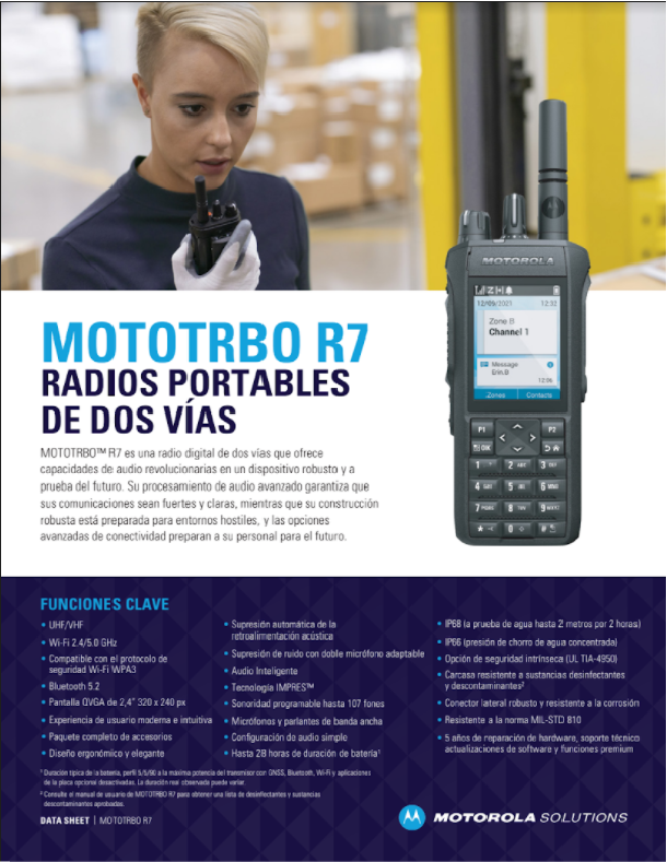 MOTOTRBO R7 Hojas de Datos