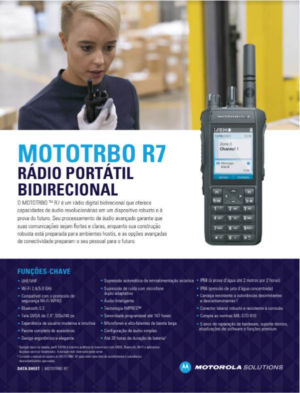 MOTOTRBO R7  Folha de Dados