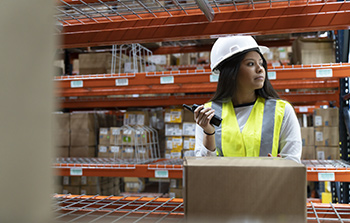 woman in warehouse