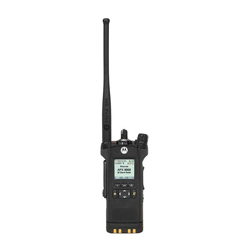 Front view of the Motorola APX8000 portable radio with no number pad