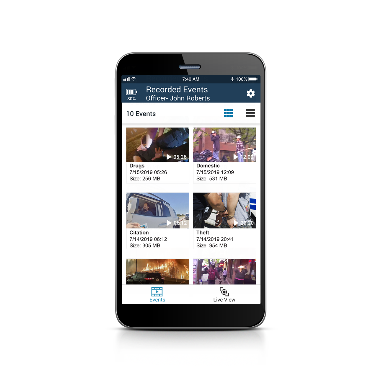 SmartControl Recorded Events